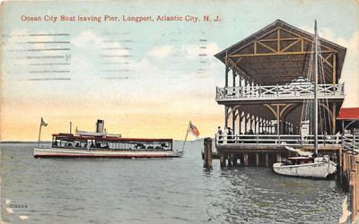 Ocean City Boat leaving Pier, Longport Atlantic City, New Jersey Postcard