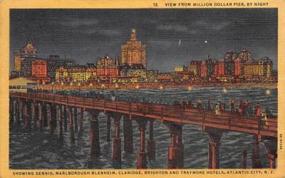 View from Million Dollar Pier, by Night Atlantic City, New Jersey Postcard