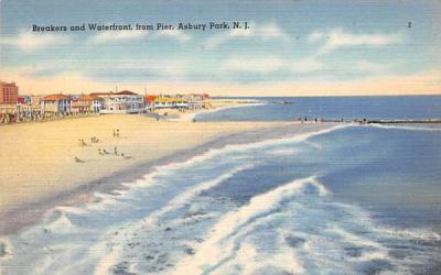 Breakers and Waterfront, from Pier Asbury Park, New Jersey Postcard