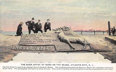 The Sand Artist at Work on the Beach Atlantic City, New Jersey Postcard