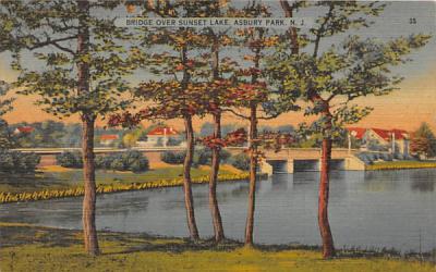 Bridge over Sunset Lake Asbury Park, New Jersey Postcard
