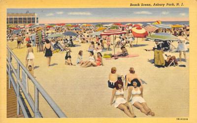 Beach Scene Asbury Park, New Jersey Postcard