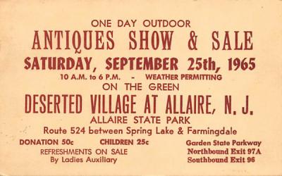 Antiques Show & Sale, Deserted Village Allaire, New Jersey Postcard