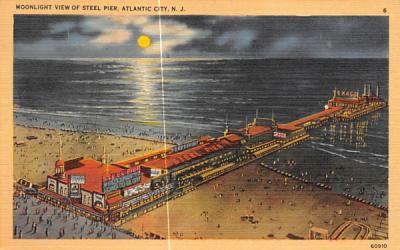 Moonlight View of Steel Pier Atlantic City, New Jersey Postcard