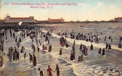Beach Near Steeplechase and Steel Pier Atlantic City, New Jersey Postcard
