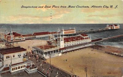 Steeplechase and Steel Piers from Hotel Chalfonte Atlantic City, New Jersey Postcard