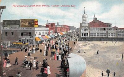 The boardwalk north from Penna Avenue Atlantic City, New Jersey Postcard
