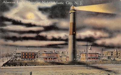Absecon Light House at Night Atlantic City, New Jersey Postcard