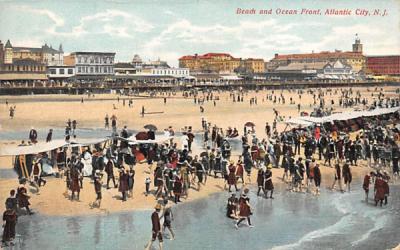 Beach and Ocean Front Atlantic City, New Jersey Postcard
