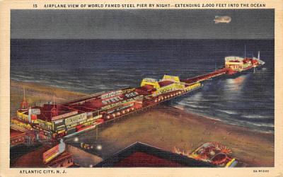 Airplane View of World Famed Steel Pier by Night Atlantic City, New Jersey Postcard