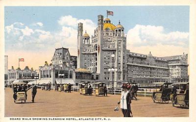 Board Walk Showing Blenheim Hotel Atlantic City, New Jersey Postcard