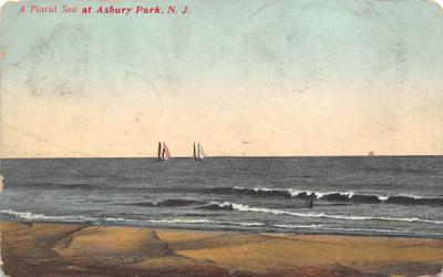 A Placid Sea  Asbury Park, New Jersey Postcard