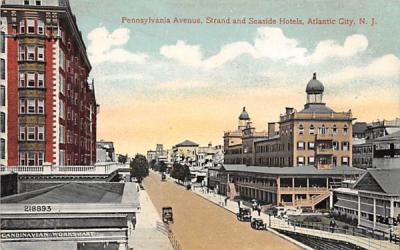Pennsylvania Avenue, Strand and Seaside Hotel Atlantic City, New Jersey Postcard