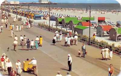 Colorful cabanas and beach chairs grace this beach Atlantic City, New Jersey Postcard