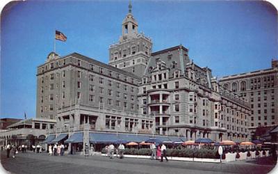 Showing some of the boardwalk hotel area Atlantic City, New Jersey Postcard