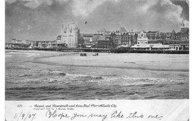 Beach and Boardwalk  Atlantic City, New Jersey Postcard