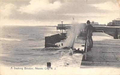 A Dashing Breaker Atlantic City, New Jersey Postcard