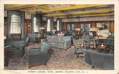 Garden Lounge, Hotel Dennis Atlantic City, New Jersey Postcard