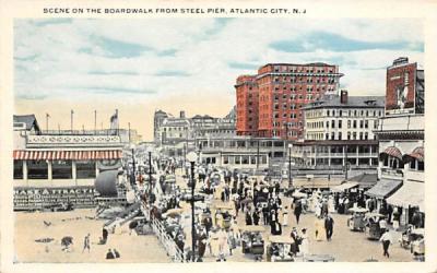 Scene on the Boardwalk form Steel Pier Atlantic City, New Jersey Postcard