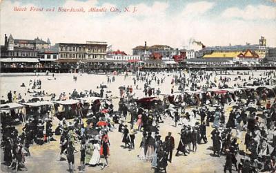 Beach Front and Boardwalk Atlantic City, New Jersey Postcard
