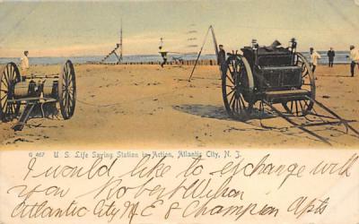 U. S. Life Saying Station in Action Atlantic City, New Jersey Postcard