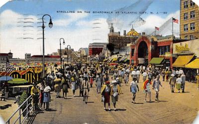 Strolling on the Boardwalk  Atlantic City, New Jersey Postcard