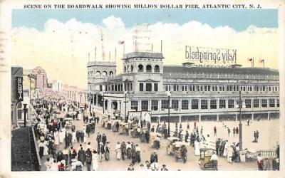 Scene of the Boardwalk showing Millin Dollar Pier Atlantic City, New Jersey Postcard