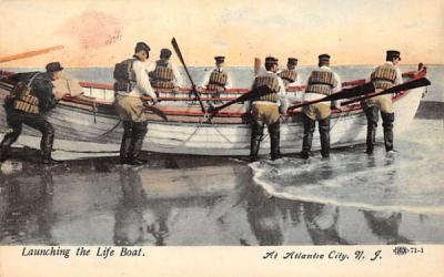 Launching the Life Boat Atlantic City, New Jersey Postcard