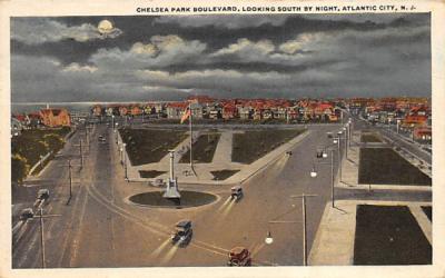 Chelsea Park Boulevard, by Night Atlantic City, New Jersey Postcard