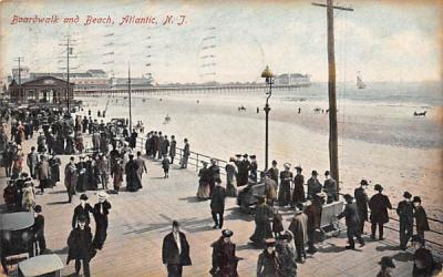 Boardwalk and Beach Atlantic City, New Jersey Postcard