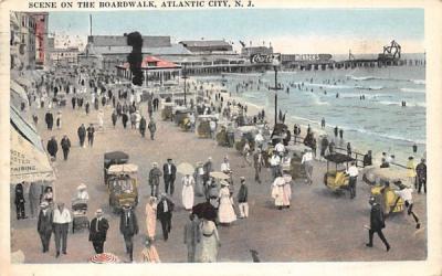 Scene on the Boardwalk Atlantic City, New Jersey Postcard
