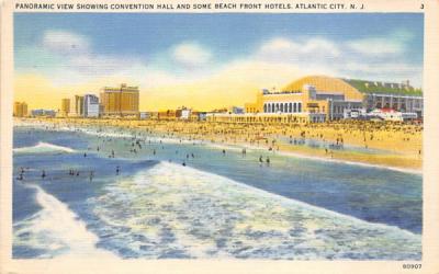 Convention Hall & Some Beach Front Hotels Atlantic City, New Jersey Postcard