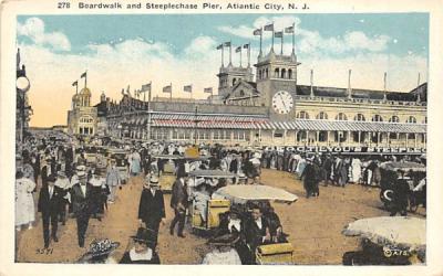 Boardwalk and Steeplechase Pier Atlantic City, New Jersey Postcard