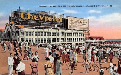 Feeding the Pigeons on the Boardwalk Atlantic City, New Jersey Postcard