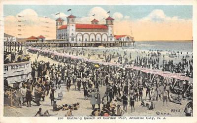 Bathing Beach at Garden Pier Atlantic City, New Jersey Postcard