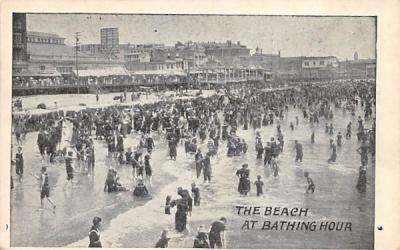 The Beach at Bathing Hour Atlantic City, New Jersey Postcard