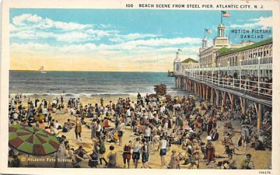 Beach Scene from Steel Pier Atlantic City, New Jersey Postcard