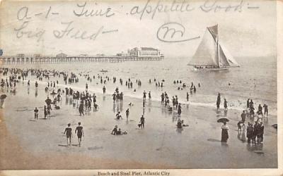 Beach and Steel Pier Atlantic City, New Jersey Postcard
