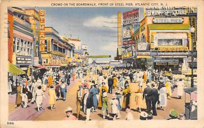 Crowd on the Boardwalk, Front of Steel Pier Atlantic City, New Jersey Postcard