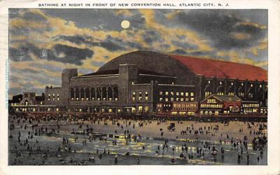 Bathing at Night in Front of New Convention Hall Atlantic City, New Jersey Postcard