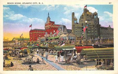 Beach Scene Atlantic City, New Jersey Postcard