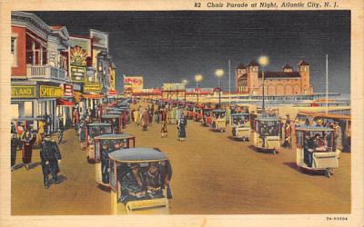 Chair Parade at Night Atlantic City, New Jersey Postcard