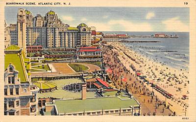 Boardwalk Scene Atlantic City, New Jersey Postcard