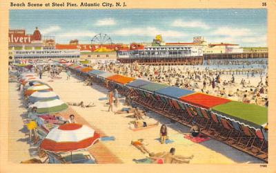 Beach Scene at Steel Pier Atlantic City, New Jersey Postcard