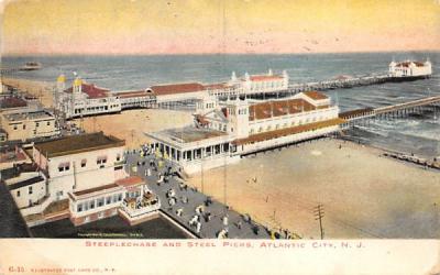 Steeplechase and Steel Piers Atlantic City, New Jersey Postcard