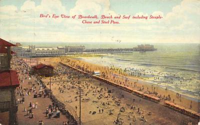 Bird's Eye View of Boardwalk Atlantic City, New Jersey Postcard