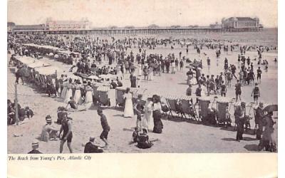 The Beach from Young's Pier Atlantic City, New Jersey Postcard