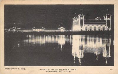 Night View of Garden Pier Atlantic City, New Jersey Postcard