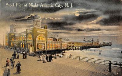 Steel Pier at Night Atlantic City, New Jersey Postcard