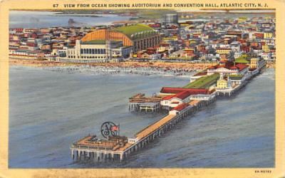Ocean Showing Auditorium and Convention Hall Atlantic City, New Jersey Postcard